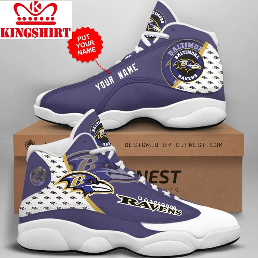 Customized Name Baltimore Ravens Jordan 13 Personalized Shoes
