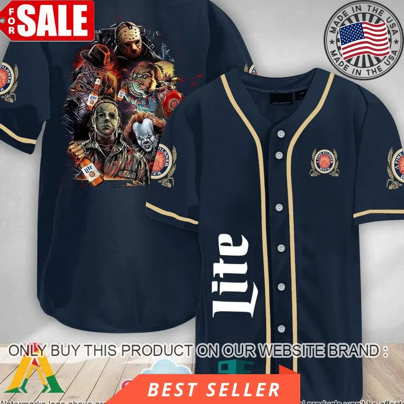 Halloween Horror Characters Miller Lite Baseball Jersey