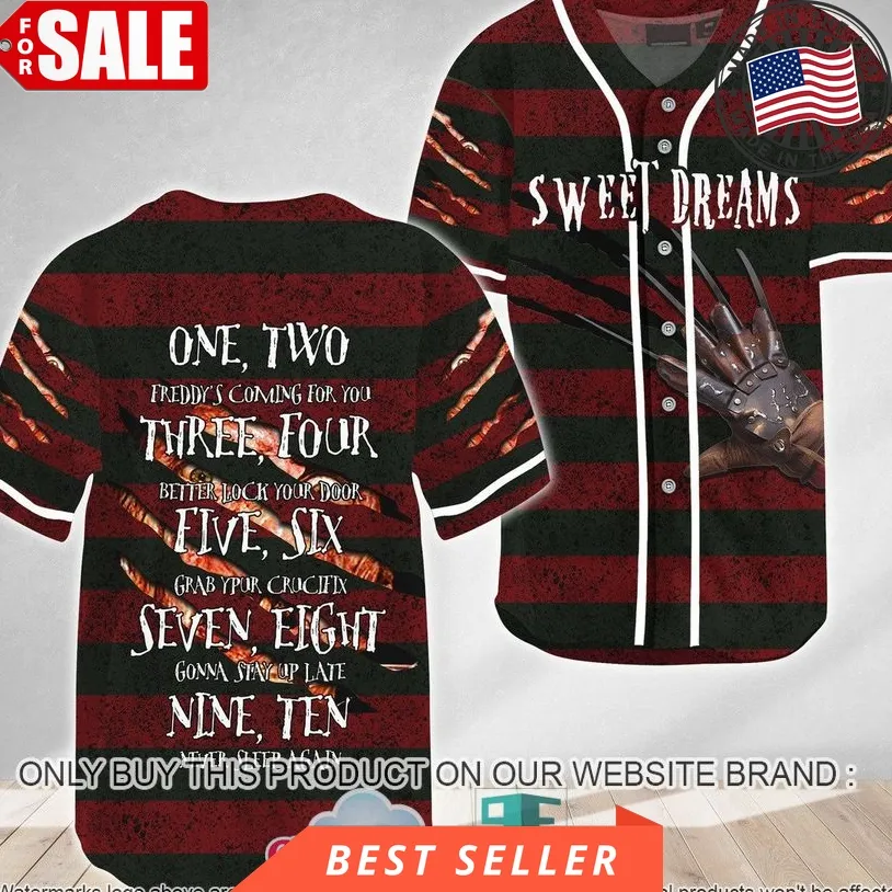 Halloween Horror Freddy Krueger Sweet Dreams Baseball Jersey