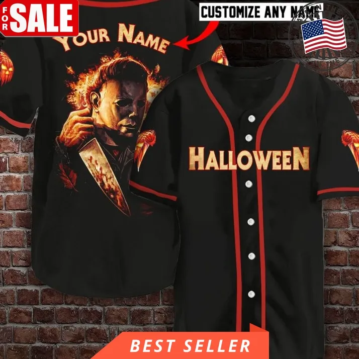 Halloween Michael Myers Custom Name Baseball Jersey Shirt 039
