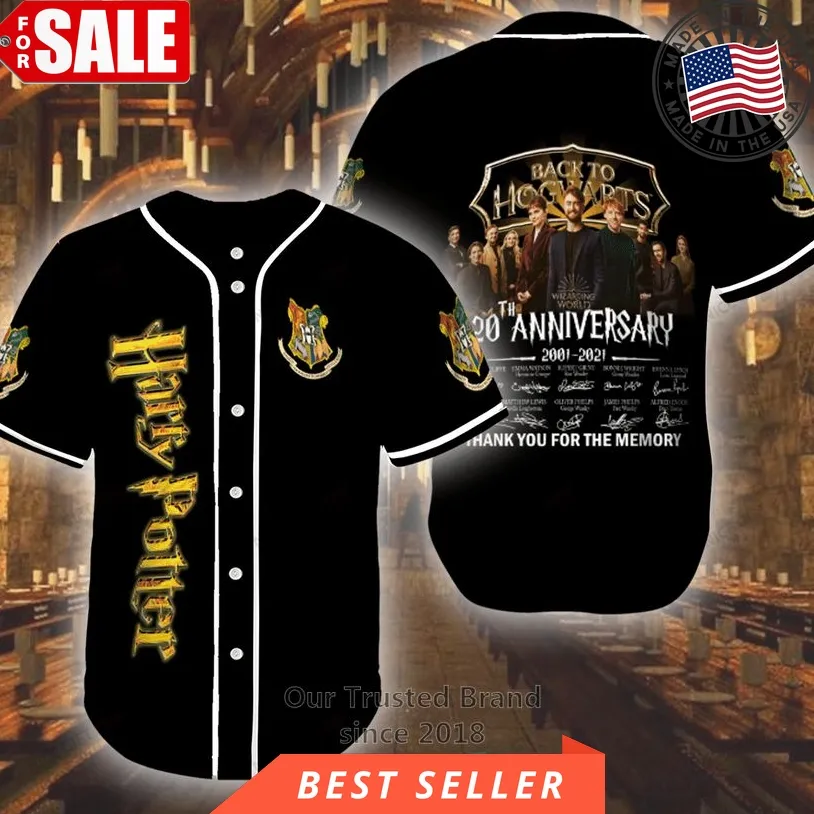 Harry Potter Back To Hogwards 20Th Anniversary Black Baseball Jersey