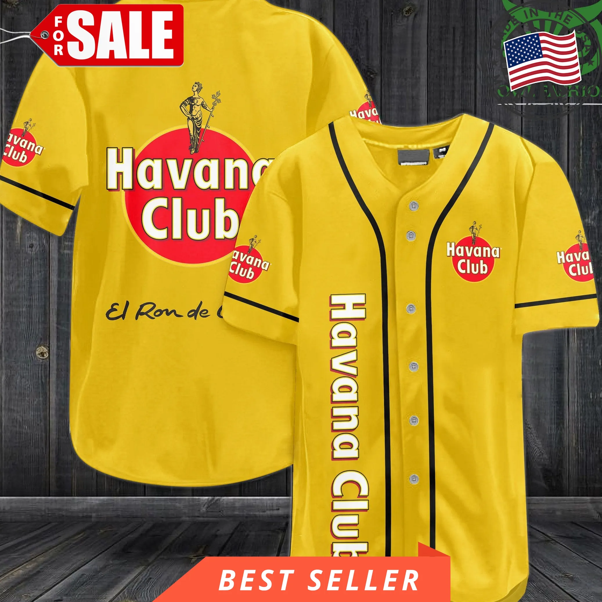 Havana Club Yellow Baseball Jersey Shirt