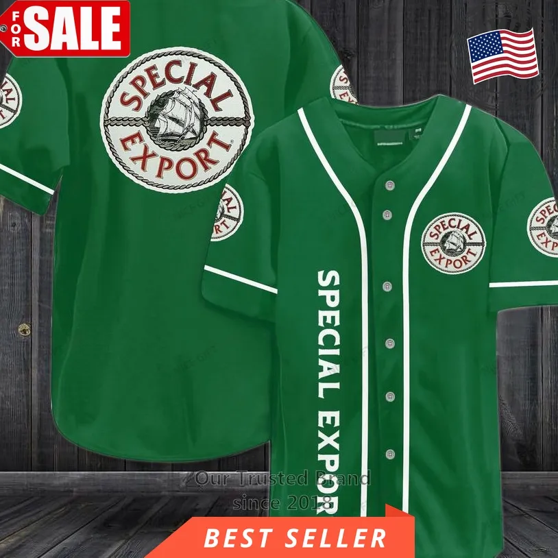 Heileman's Special Export Logo Green Baseball Jersey