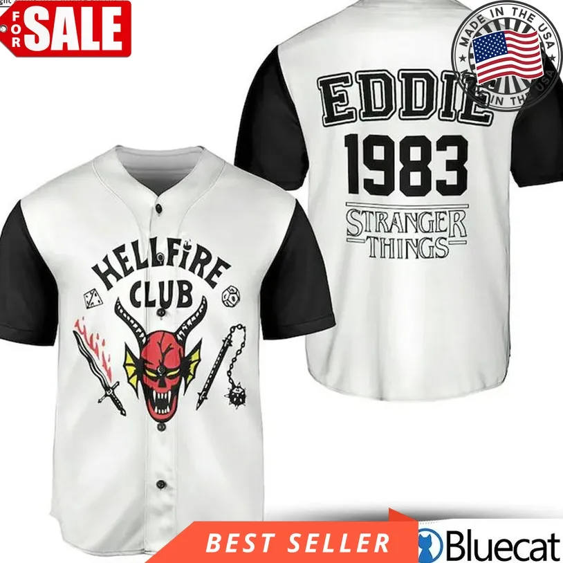 Hellfire Club Black White Master Of Hawkins Eddie Munson Stranger Things Baseball Jersey Shirt