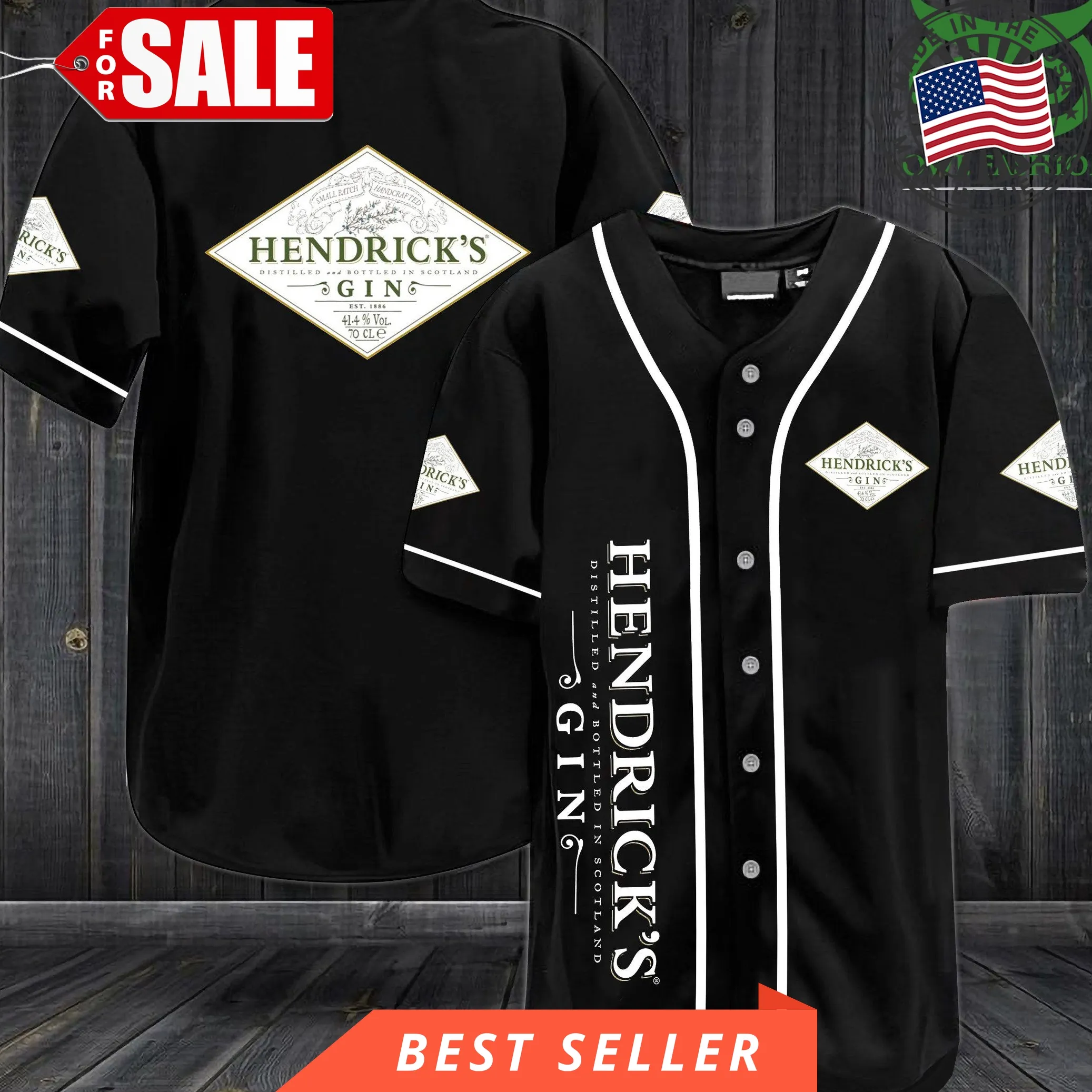 Hendrick's Gin Baseball Jersey Shirt