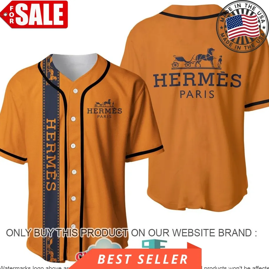 Hermes Paris Orange Baseball Jersey Shirt