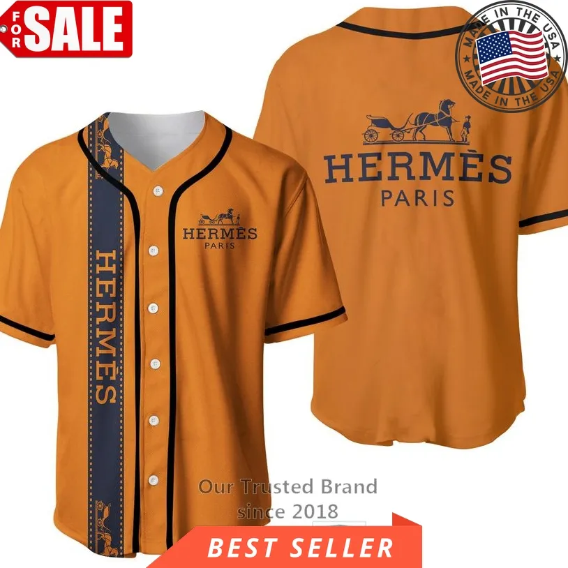 Hermes Paris Orange Baseball Jersey