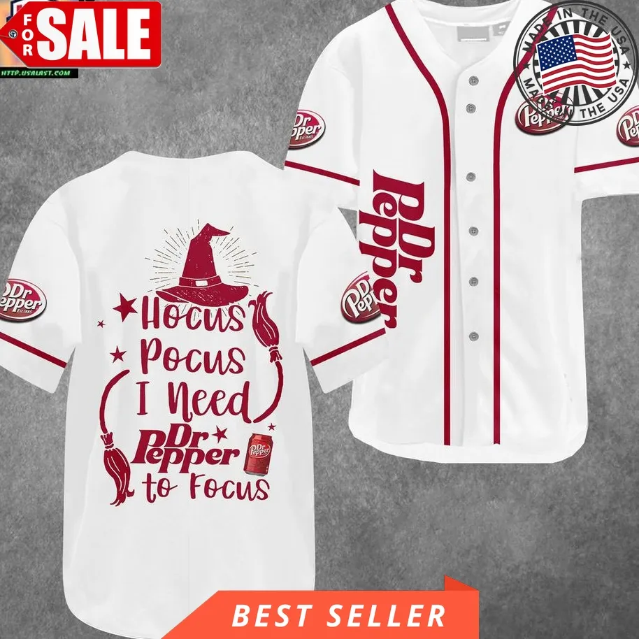 Hocus Pocus I Need Dr Pepper To Focus Halloween Baseball Jersey