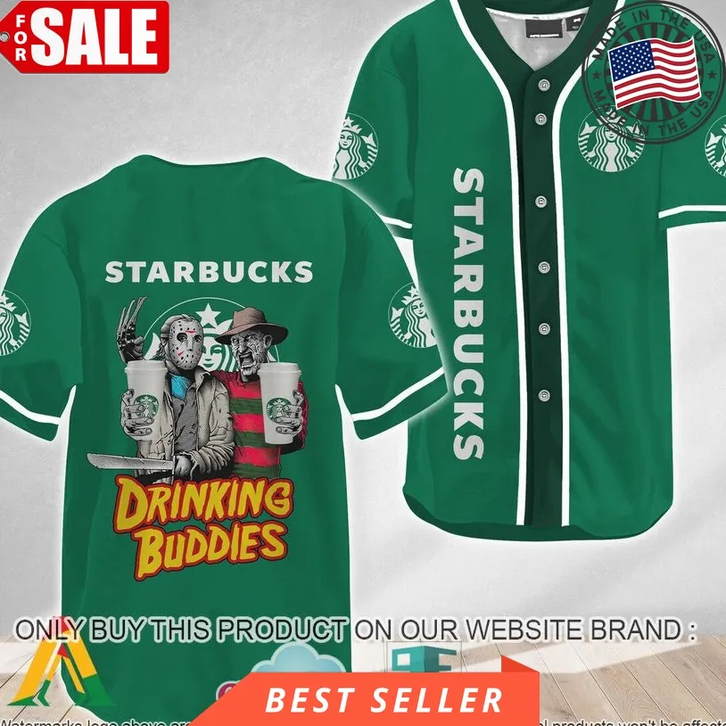Horror Freddy  Jason Drinking Buddies Starbucks Baseball Jersey