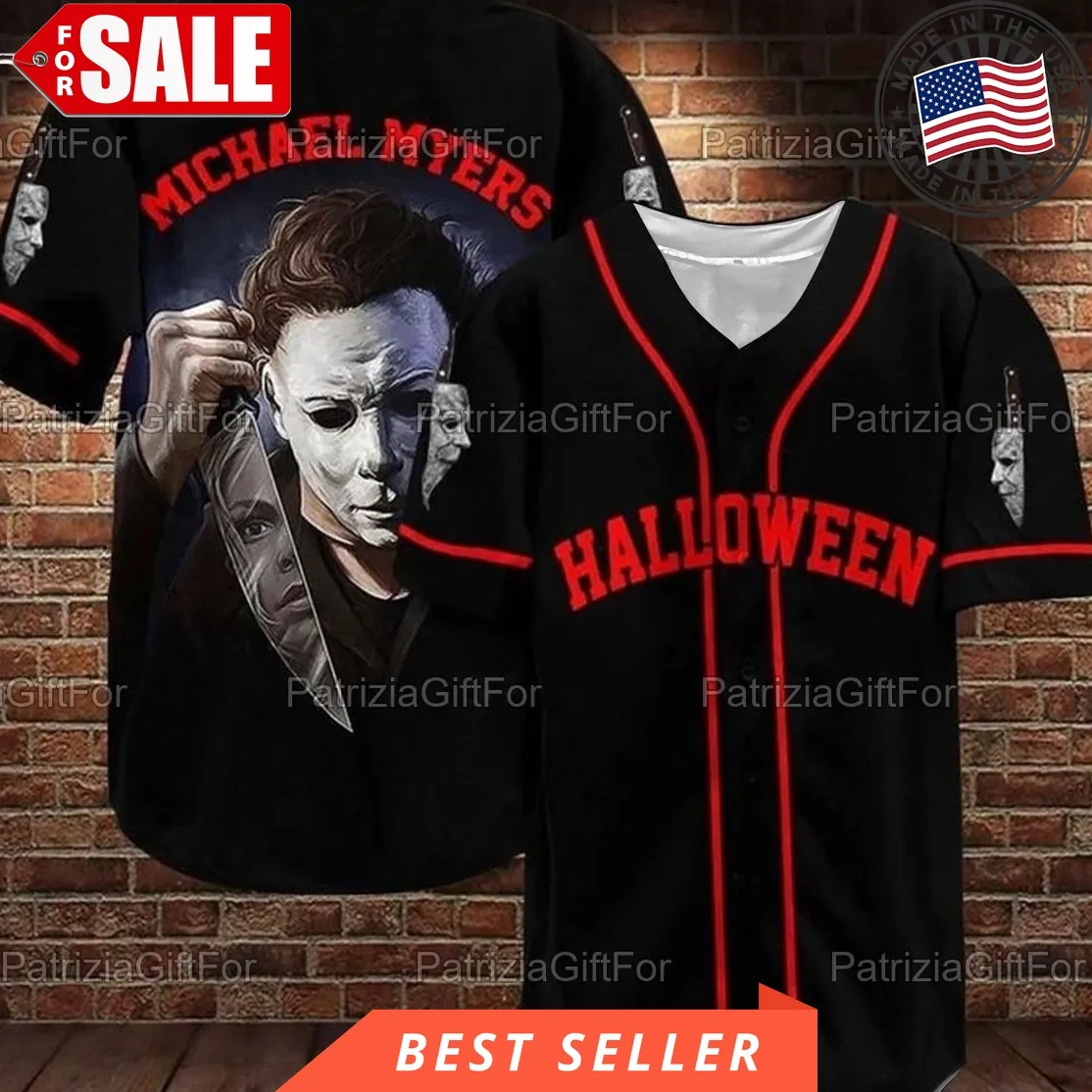 Horror Michael Myers Black Halloween Baseball Jersey Shirt