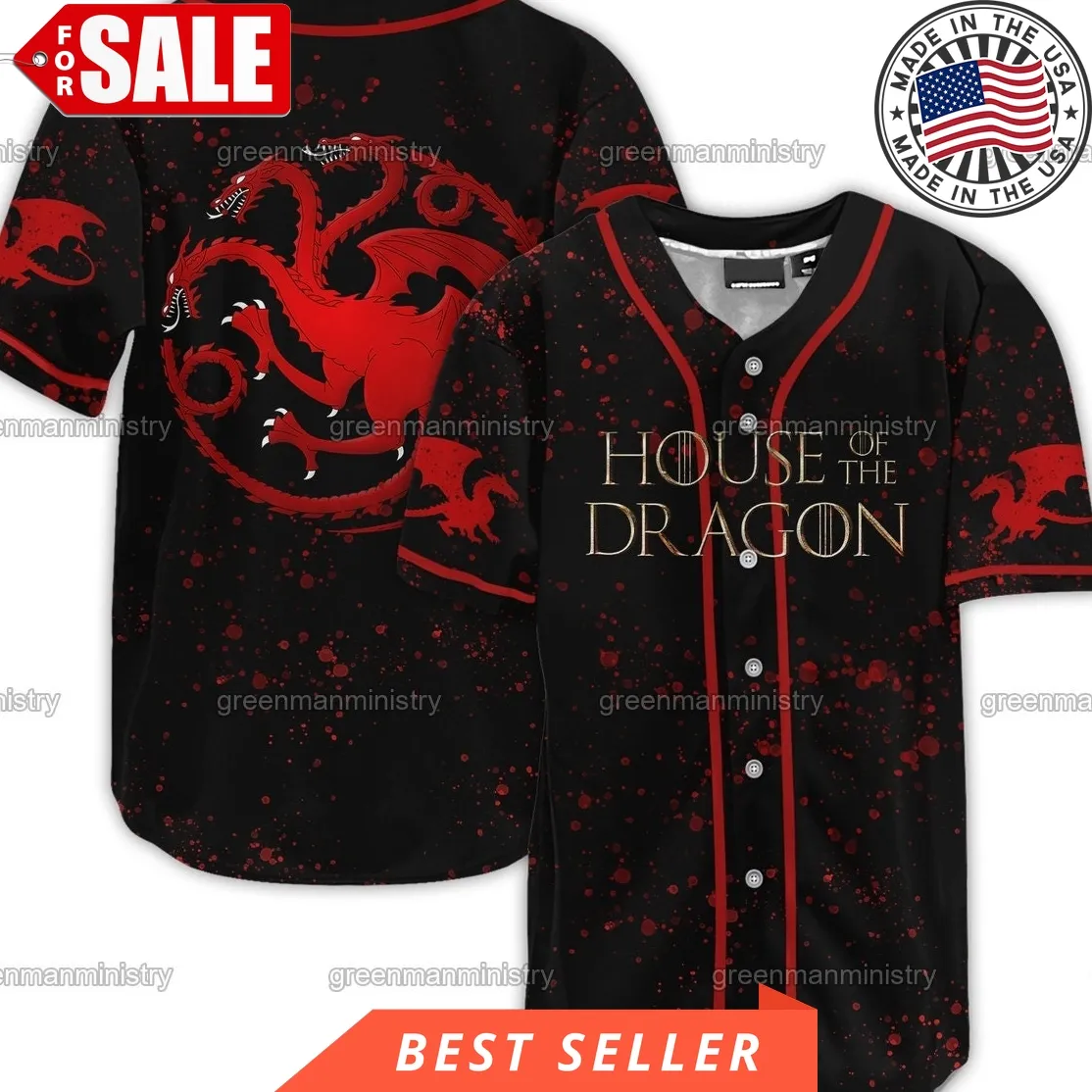 House Of Dragon Baseball Jersey Logo Dragons Lovers Game Of Thrones Sport Shirt
