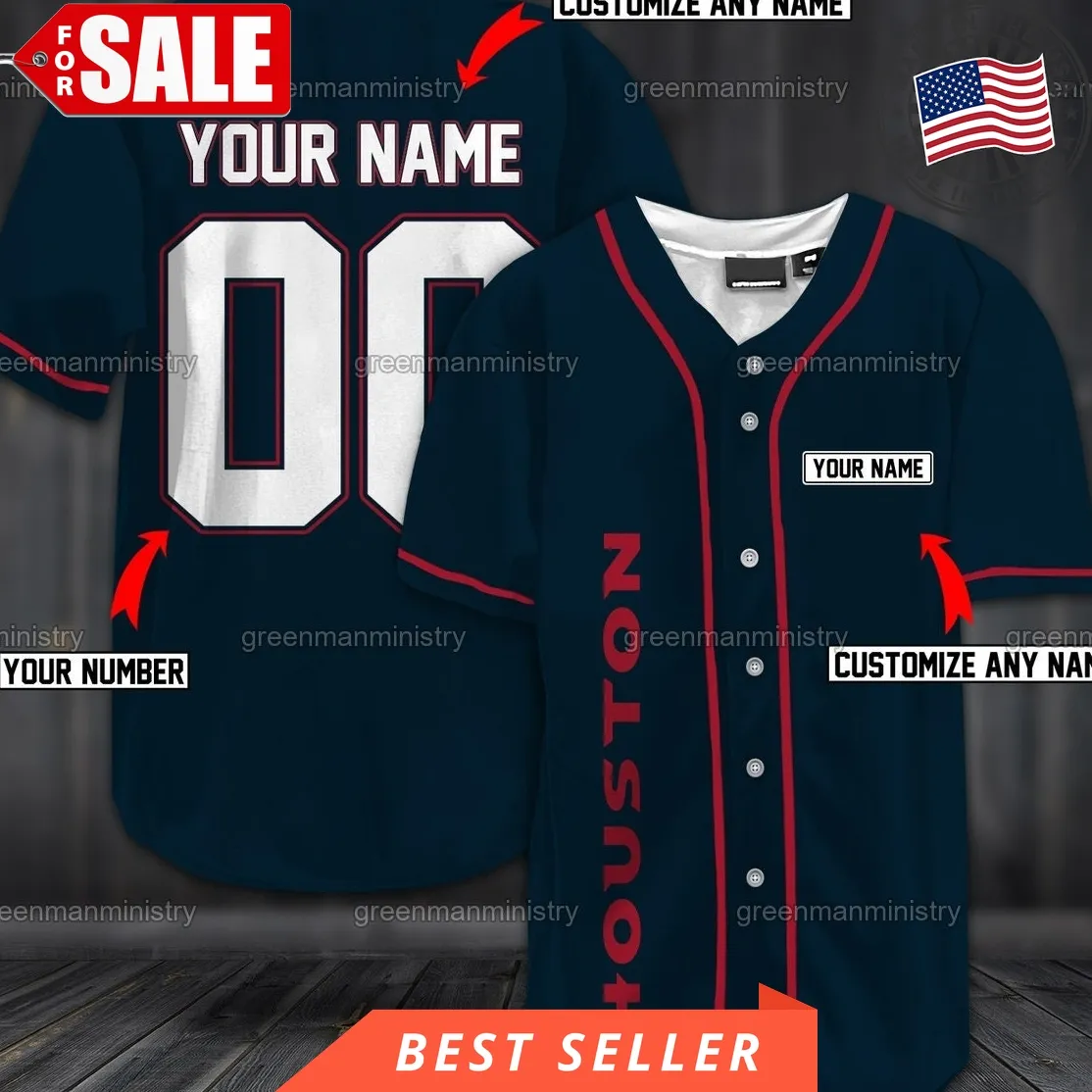 Houston Baseball Jersey Custom Name And Number Personalized Sports Shirt