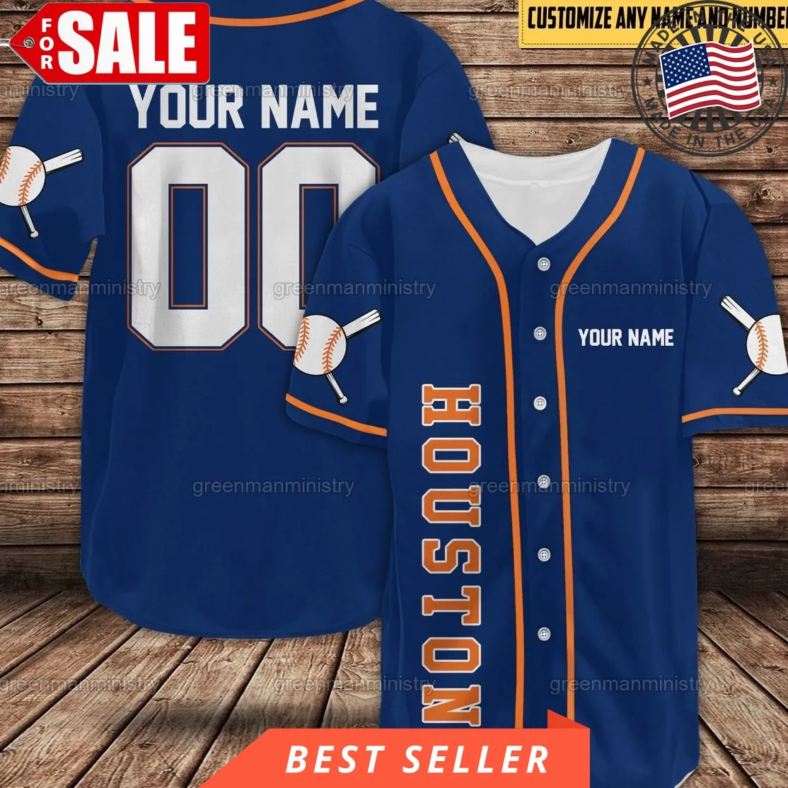 Houston Baseball Jersey Men Custom Name And Number Sports Personalized Team Shirt