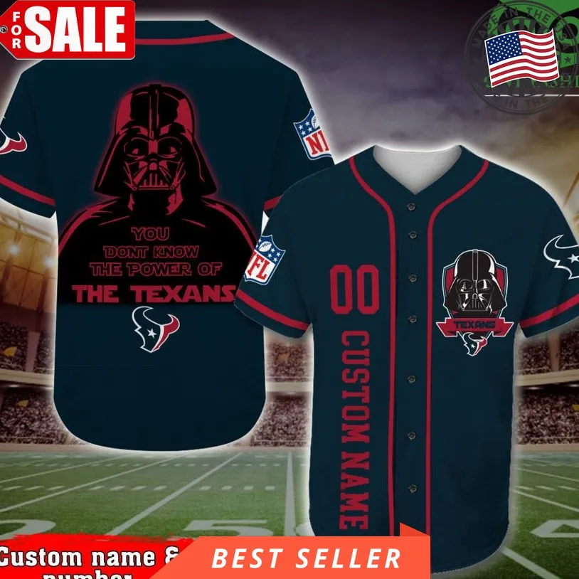 Houston Texans Baseball Jersey Darth Vader Star Wars Nfl Custom Name Number