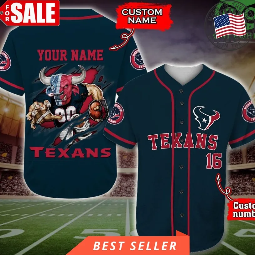 Houston Texas Baseball Jersey Nfl Custom Name Number