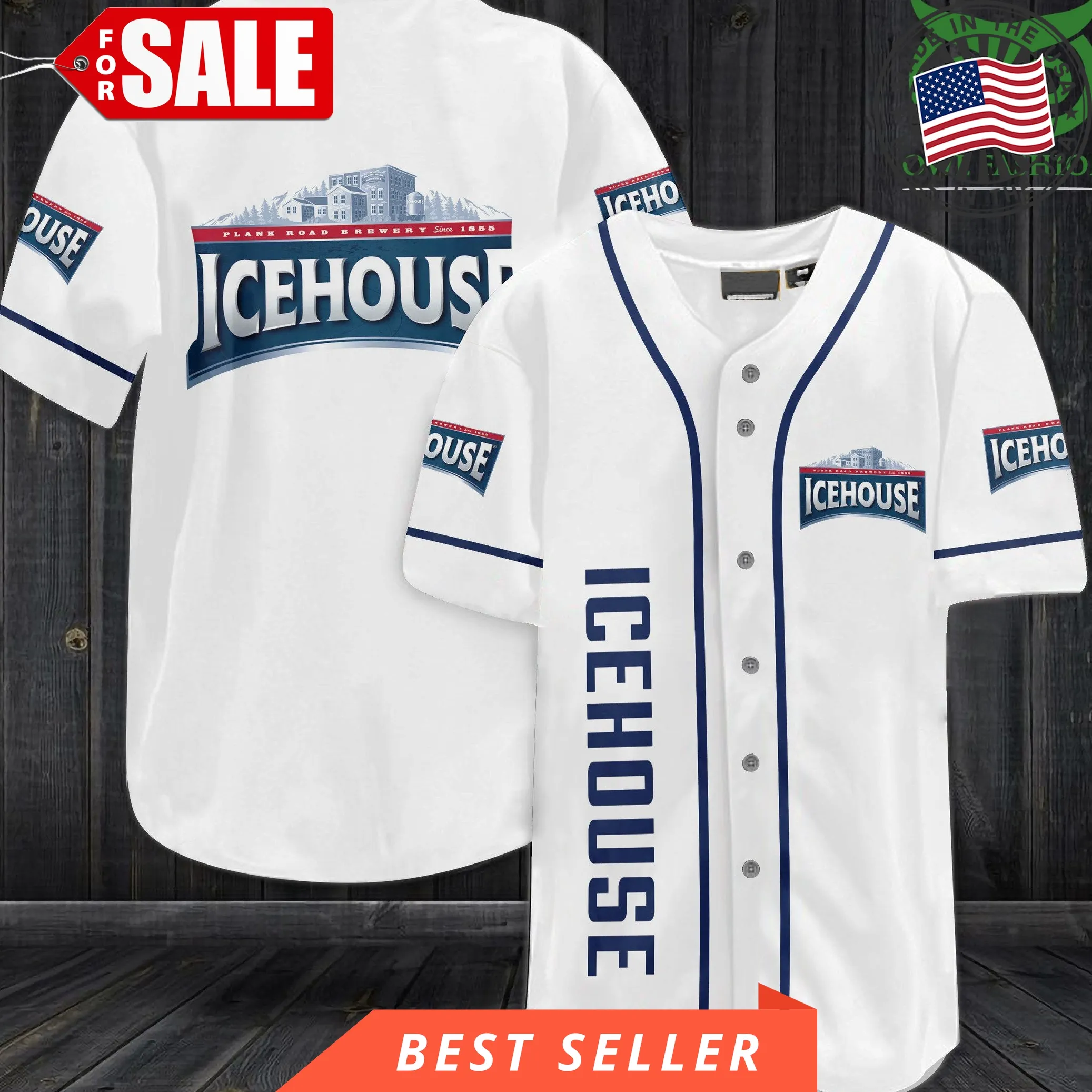 Icehouse White Baseball Jersey Shirt