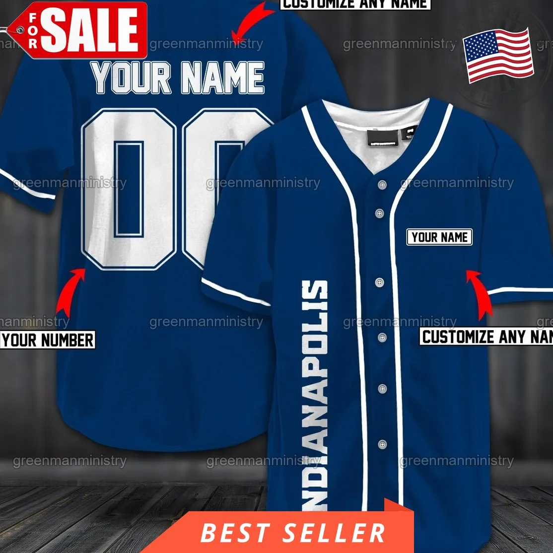Indianapolis Baseball Custom Name And Number Sports Personalized Team Shirt