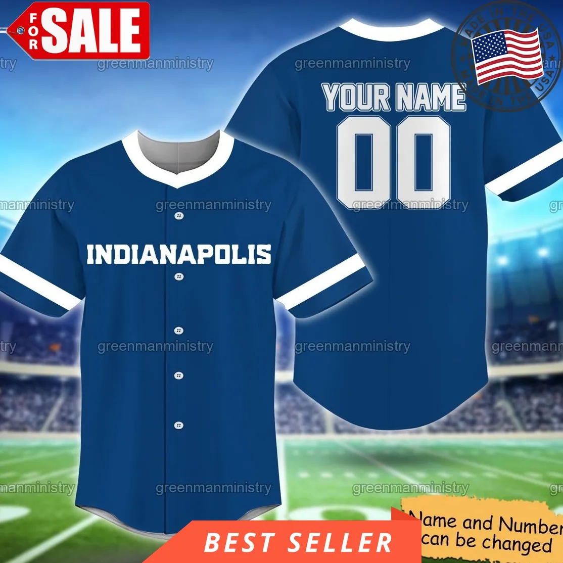 Indianapolis Baseball Jersey Name And Number Personalized Team Shirt