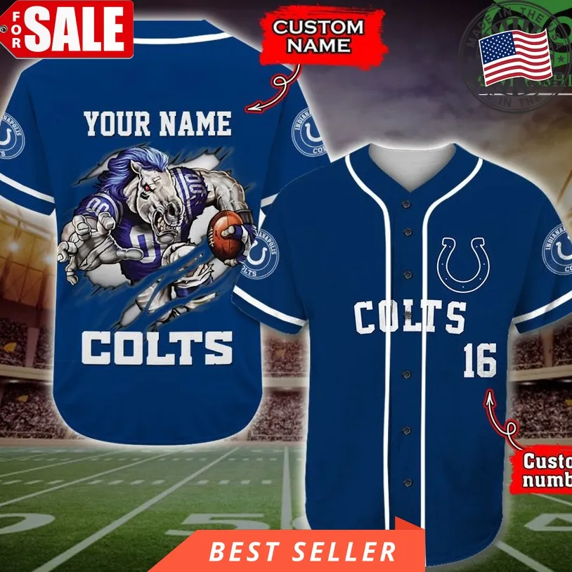 Indianapolis Colts Baseball Jersey Nfl Custom Name Number
