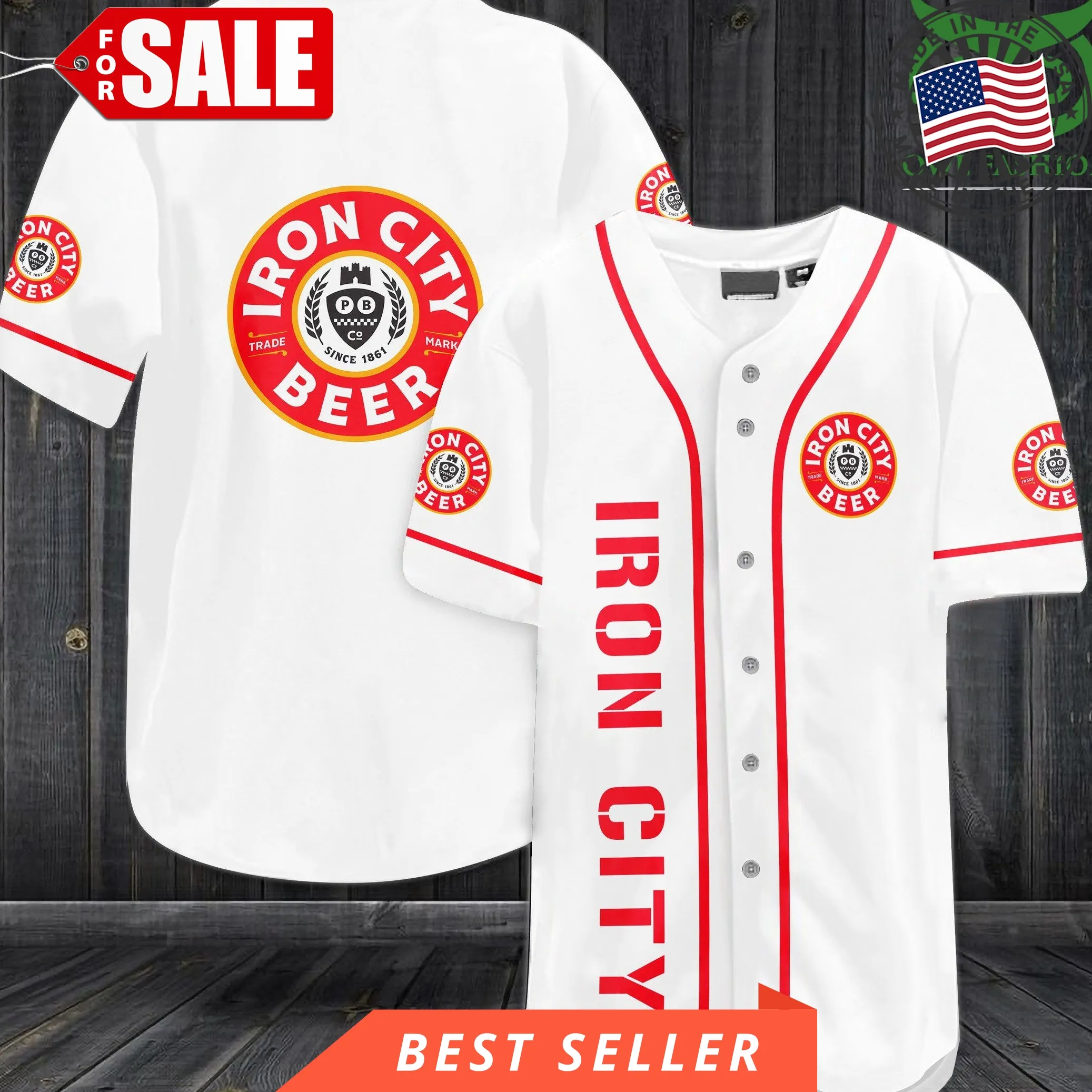 Iron City Beer Baseball Jersey Shirt 