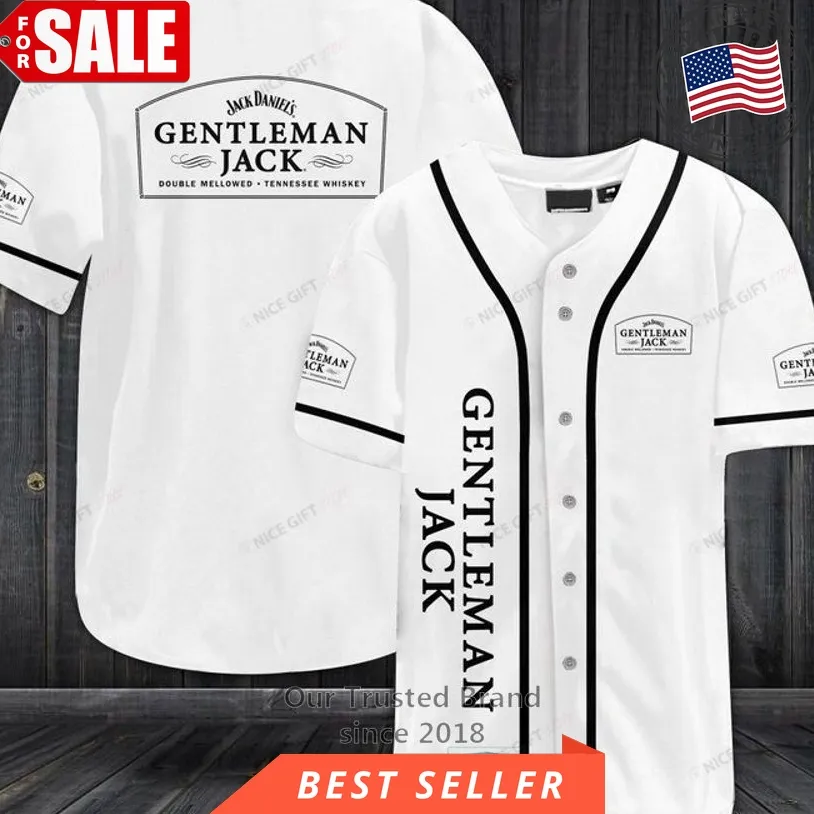 Jack Daniel's Gentleman Jack White Baseball Jersey