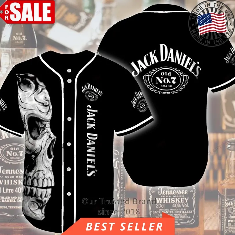 Jack Daniel's Logo Skull Black Baseball Jersey