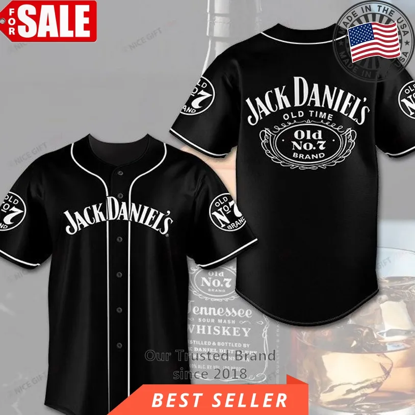 Jack Daniel's No 7 Brand Logo Black Baseball Jersey