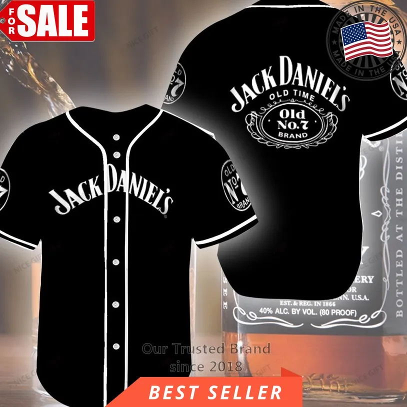 Jack Daniel's Old No 7 Brand Logo Black Baseball Jersey