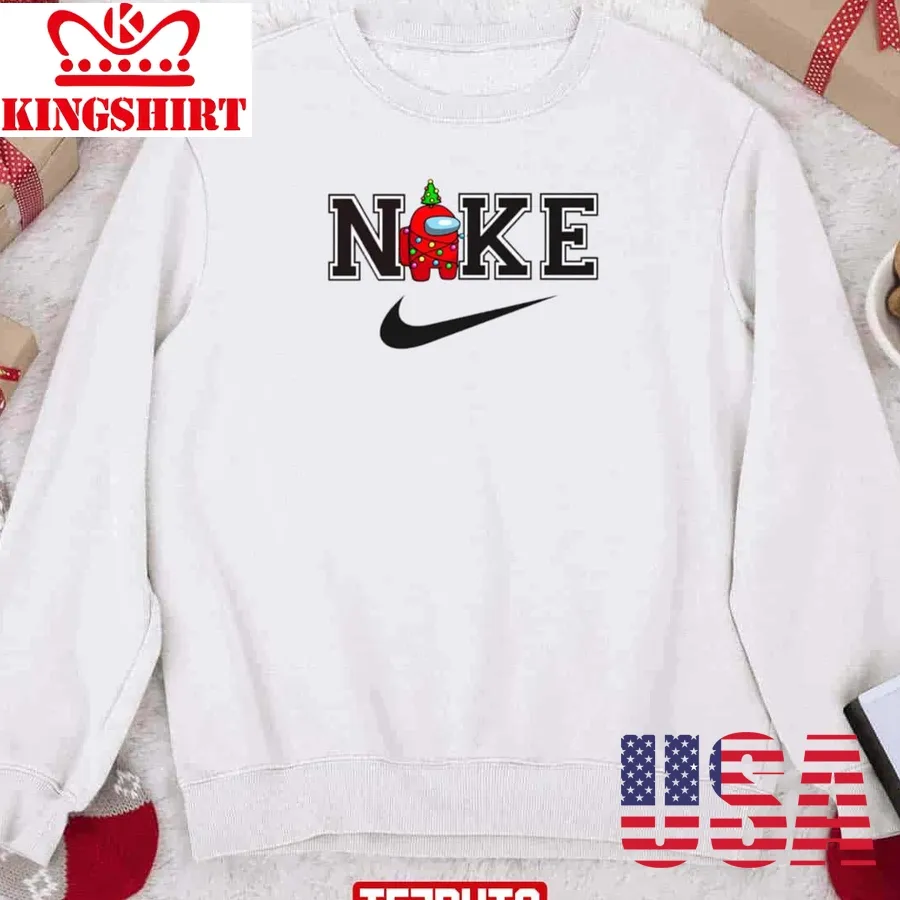 Red Among Us Imposter Christmas Nike Logo Sweatshirt