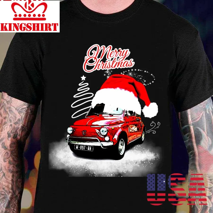 Red Fiat 500 For Christmas Unisex T Shirt