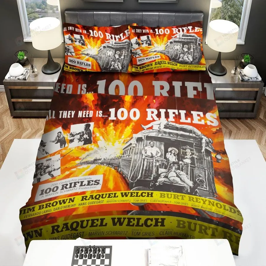 100 Rifles (1969) All They Need Movie Poster Bed Sheets Spread Comforter Duvet Cover Bedding Sets