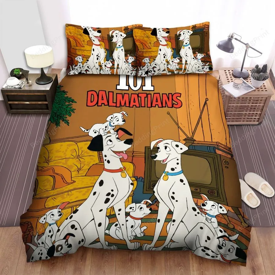 101 Dalmatians In The Living Room Bed Sheets Spread Comforter Duvet Cover Bedding Sets