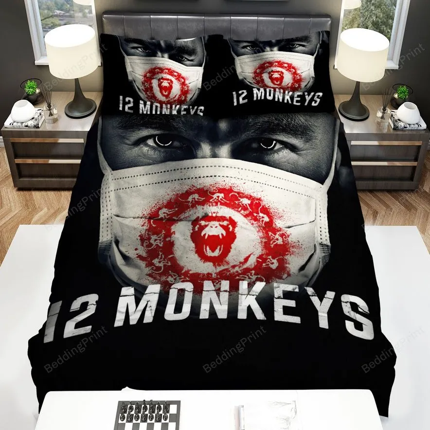 12 Monkeys (20152018) Black Background Movie Poster Bed Sheets Spread Comforter Duvet Cover Bedding Sets