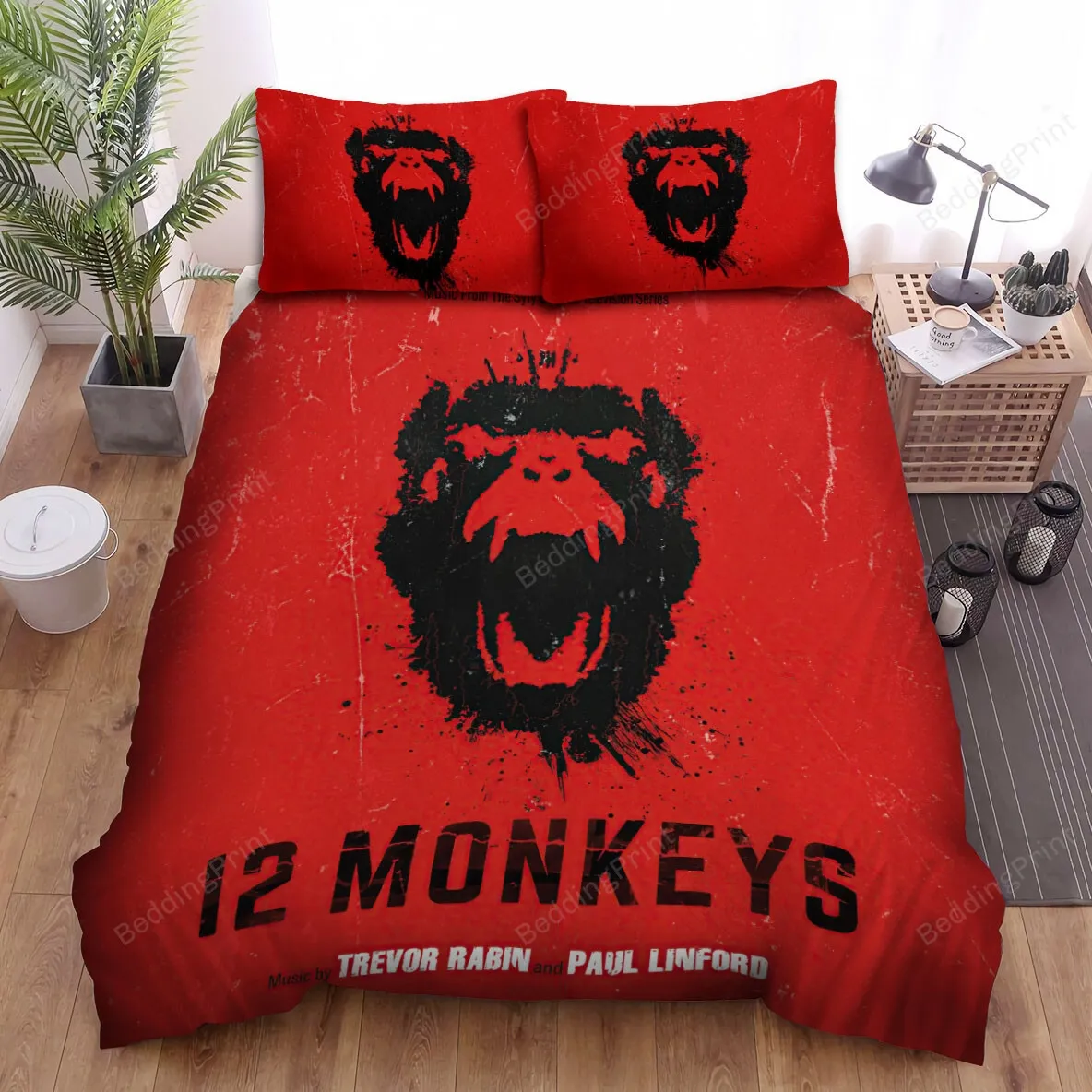 12 Monkeys (20152018) Red And Black Movie Poster Bed Sheets Spread Comforter Duvet Cover Bedding Sets