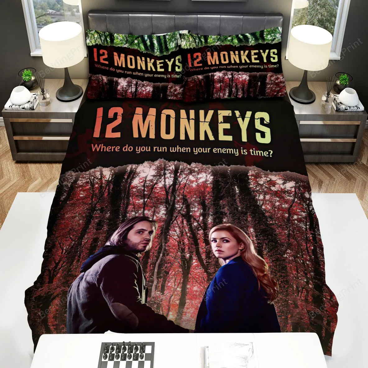 12 Monkeys (20152018) Where Do You Run When Your Enemy Is Time Movie Poster Bed Sheets Spread Comforter Duvet Cover Bedding Sets