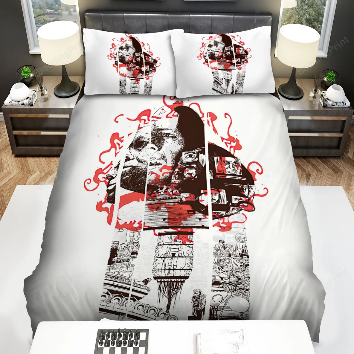 12 Monkeys (20152018) White, Black And Red Movie Poster Bed Sheets Spread Comforter Duvet Cover Bedding Sets