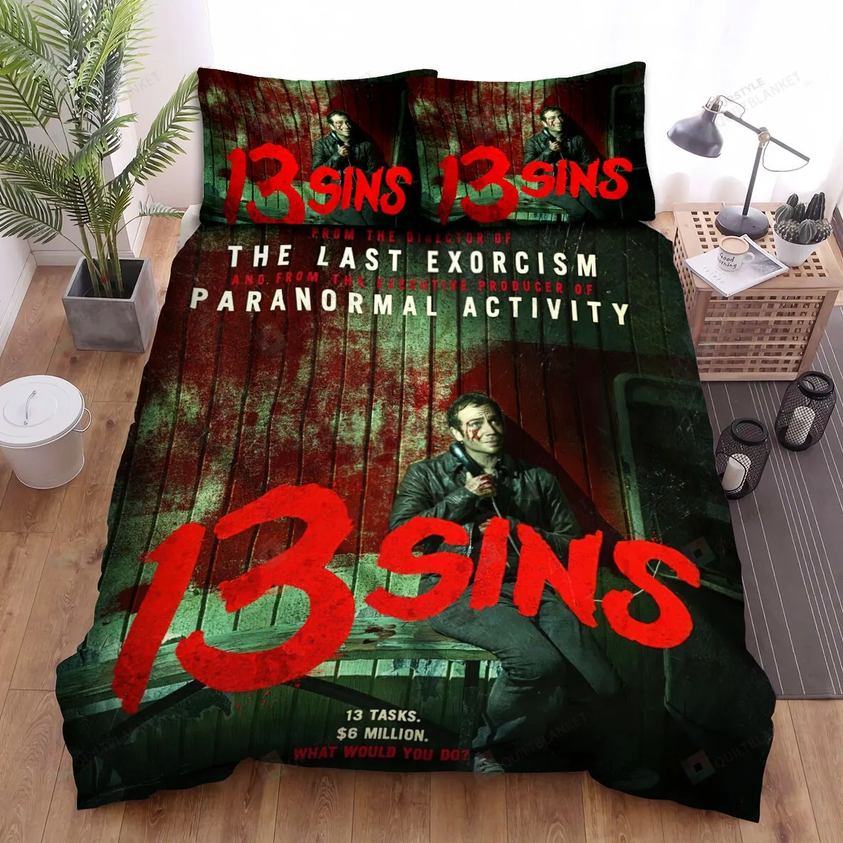 13 Sins From The Director Of The Last Exorcism And From The Excutive Producer Of Paranormal Activity Movie Poster Bed Sheets Spread Comforter Duvet Cover Bedding Sets