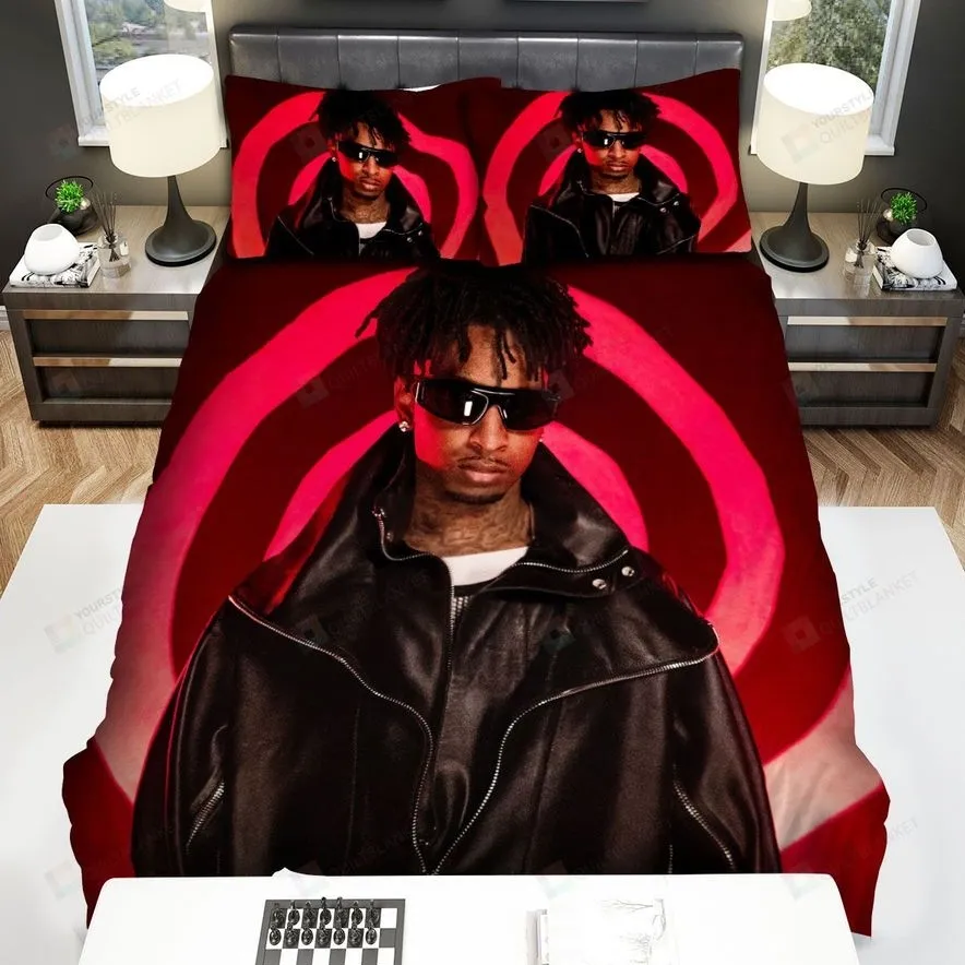 21 Savage In Leather Jacket Bed Sheets Spread Comforter Duvet Cover Bedding Sets