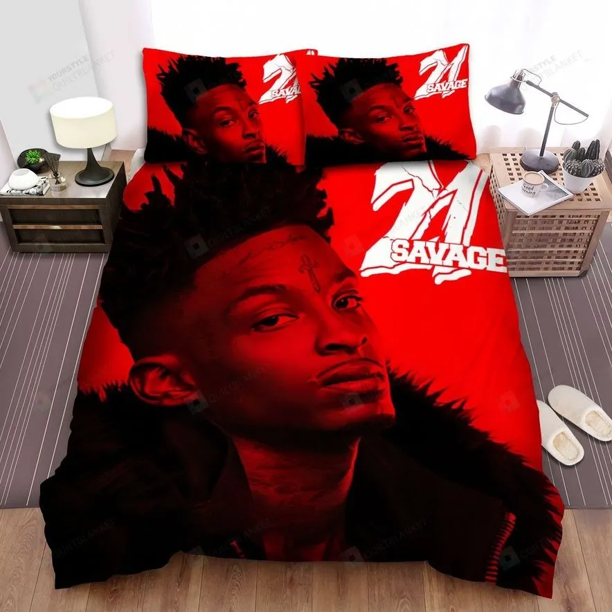 21 Savage In Red Art Bed Sheets Spread Comforter Duvet Cover Bedding Sets