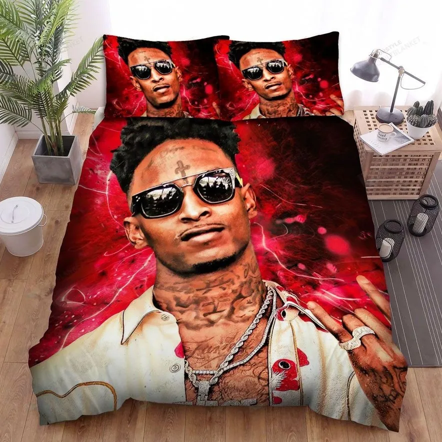 21 Savage Red Digital Art Bed Sheets Spread Comforter Duvet Cover Bedding Sets