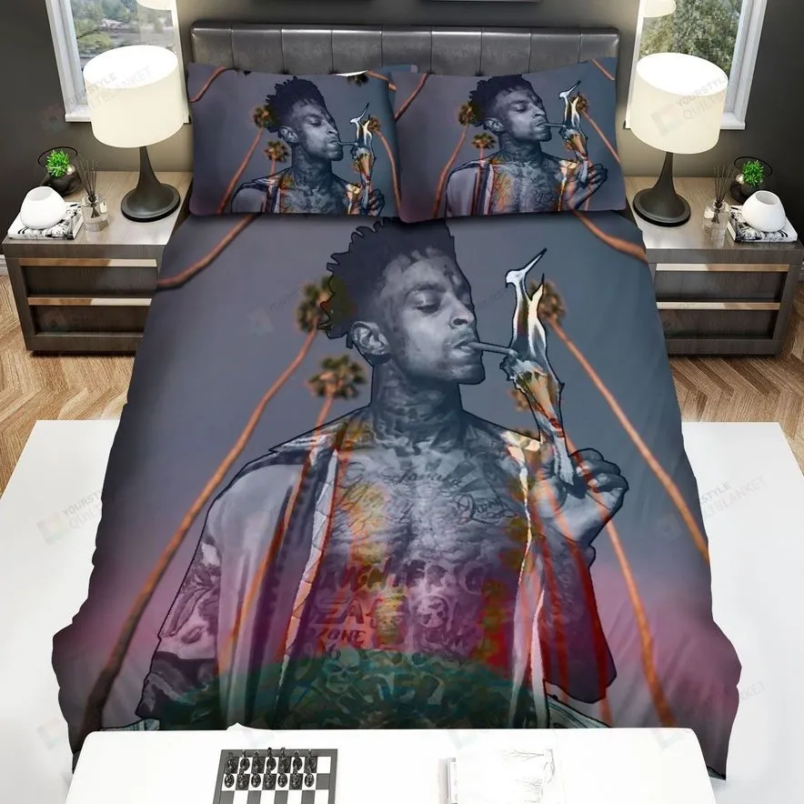 21 Savage With Cash Art Bed Sheets Spread Comforter Duvet Cover Bedding Sets