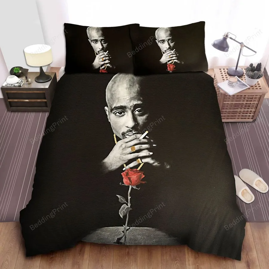 2Pac Cigarette And Rose Bed Sheets Duvet Cover Bedding Sets