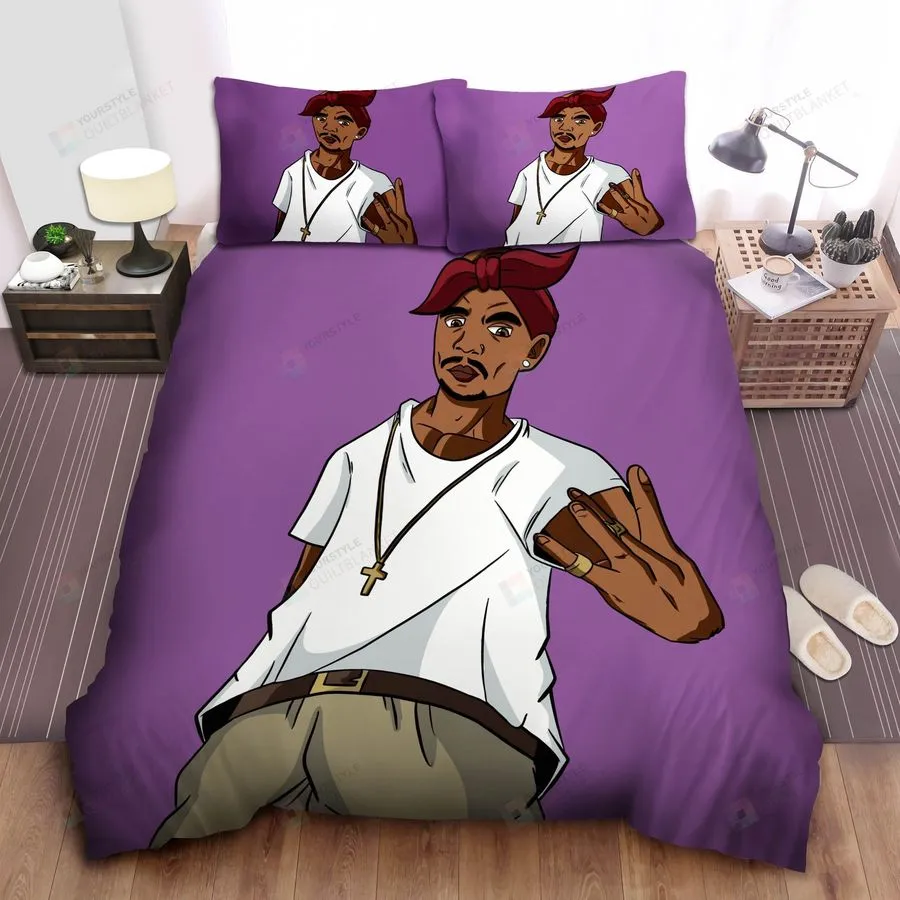 2Pac Purple Background  Bed Sheets Spread Comforter Duvet Cover Bedding Sets