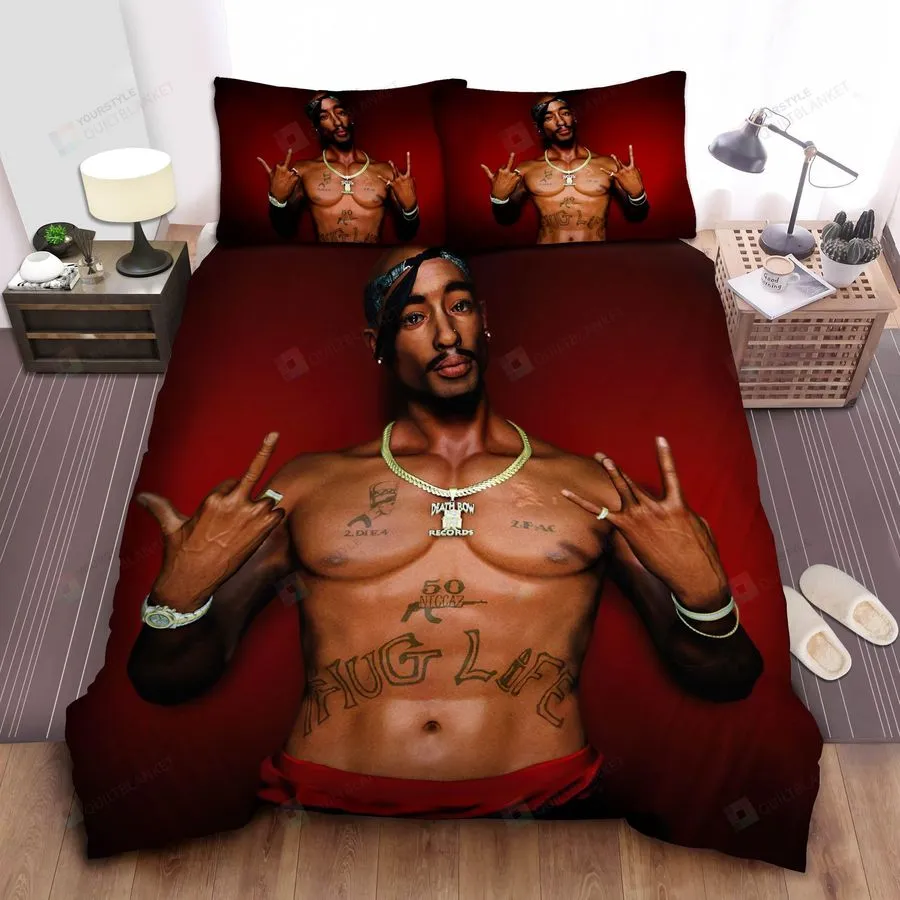 2Pac Red Background Bed Sheets Spread Comforter Duvet Cover Bedding Sets