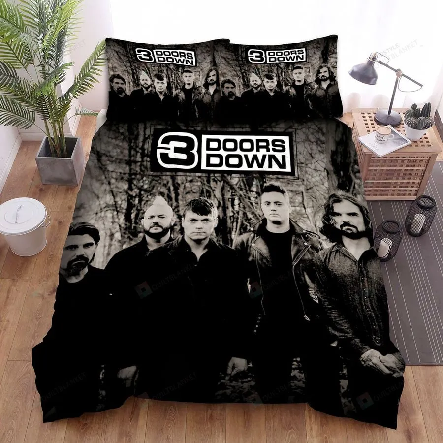 3 Doors Down Black &Amp White Photo Bed Sheets Spread Comforter Duvet Cover Bedding Sets