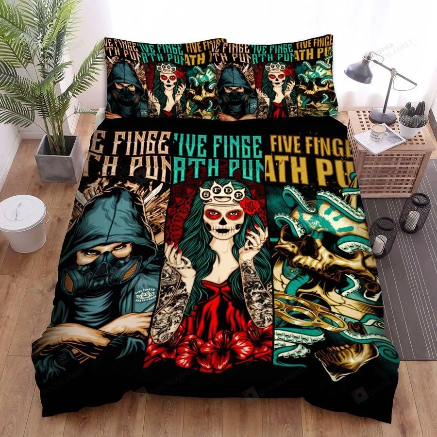 3 In 1 Banner Five Finger Death Punch Bed Sheets Spread Comforter Duvet Cover Bedding Sets