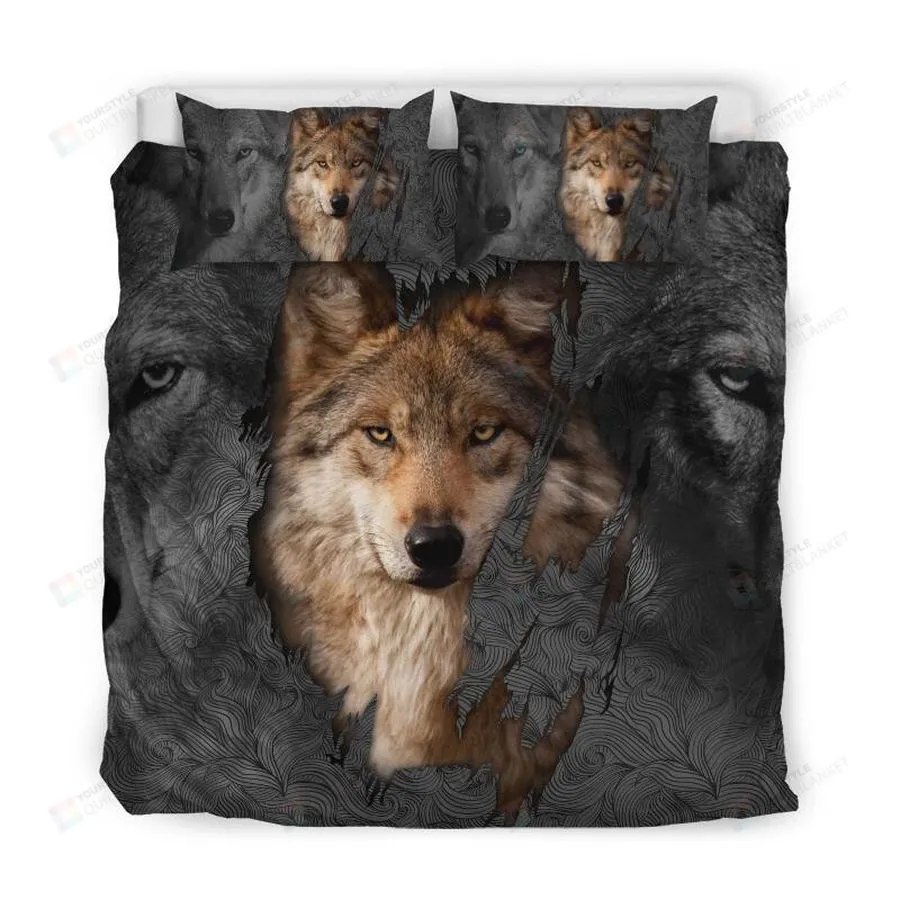 3D Artwork Of Wolf All Over Printed Bed Sheets Spread Duvet Cover Bedding Sets
