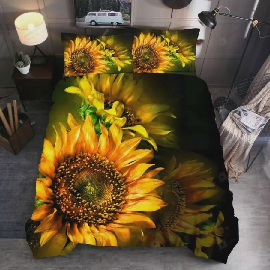 3D Beautiful Sunflower Cotton Bed Sheets Spread Comforter Duvet Cover Bedding Sets