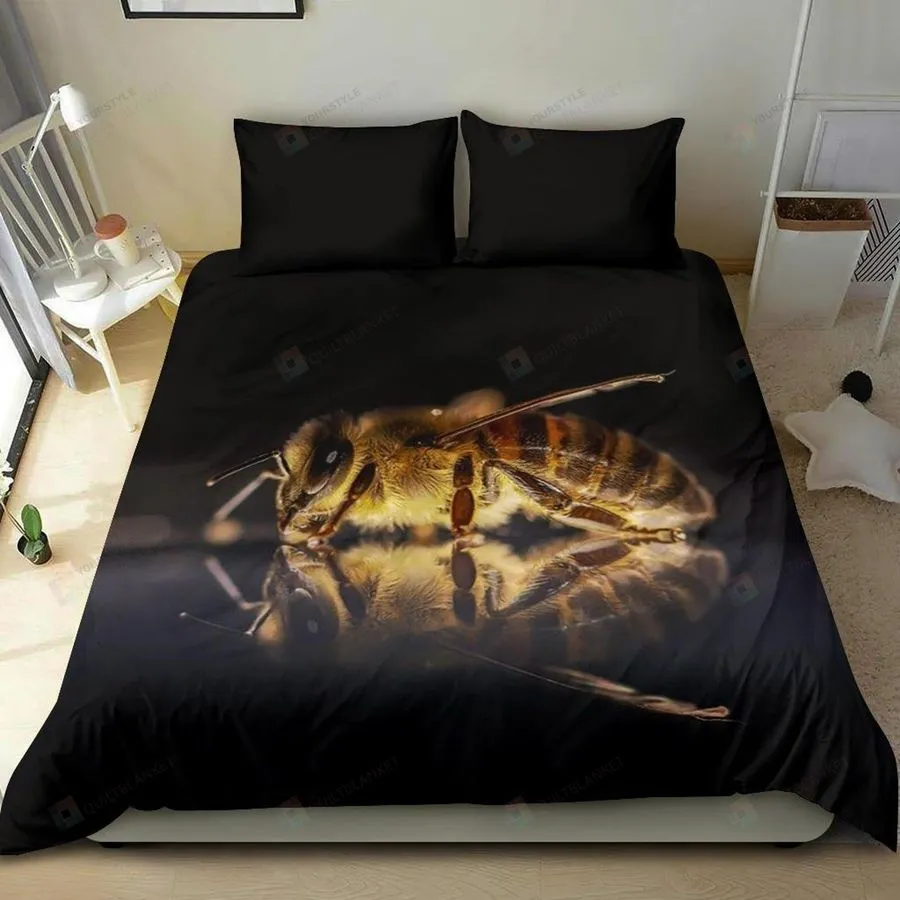 3D Bee Black Bed Sheets Duvet Cover Bedding Sets