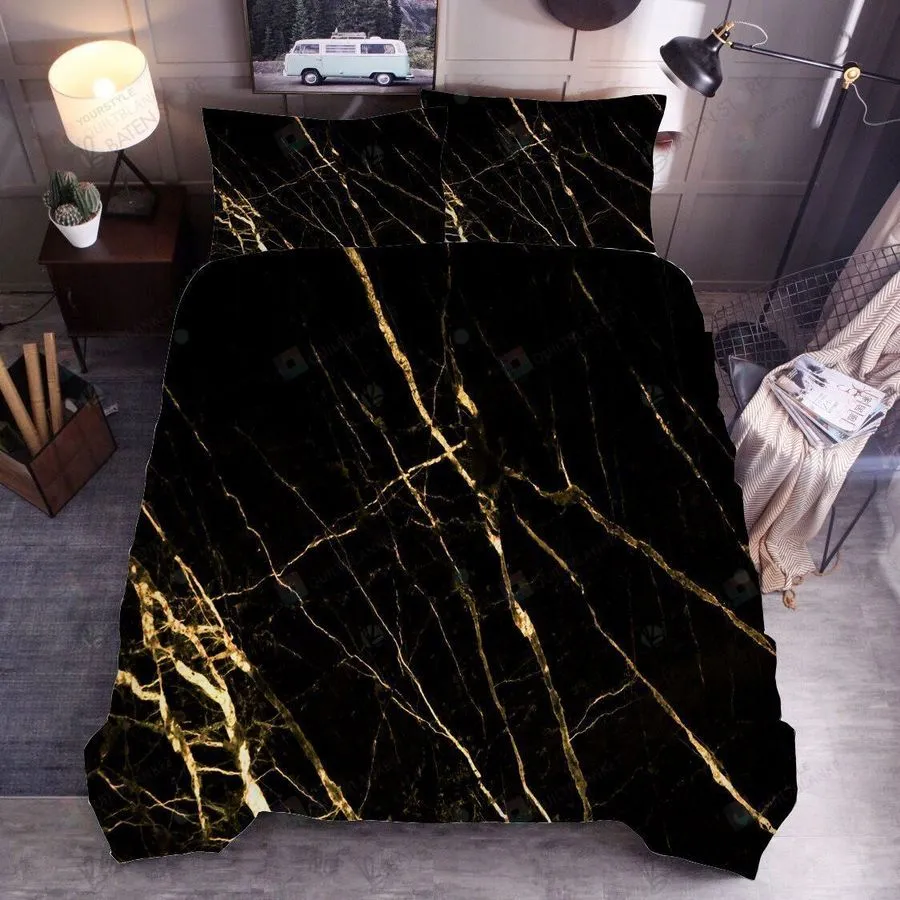 3D Black Golden Marble Printed Bed Sheets Duvet Cover Bedding Set Great Gifts For Birthday Christmas Thanksgiving